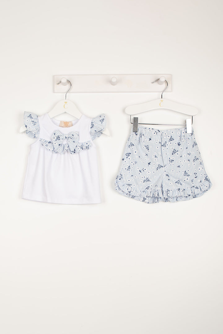 Caramelo Kids "Ava" Blue Floral Top & Shorts | Millie and John