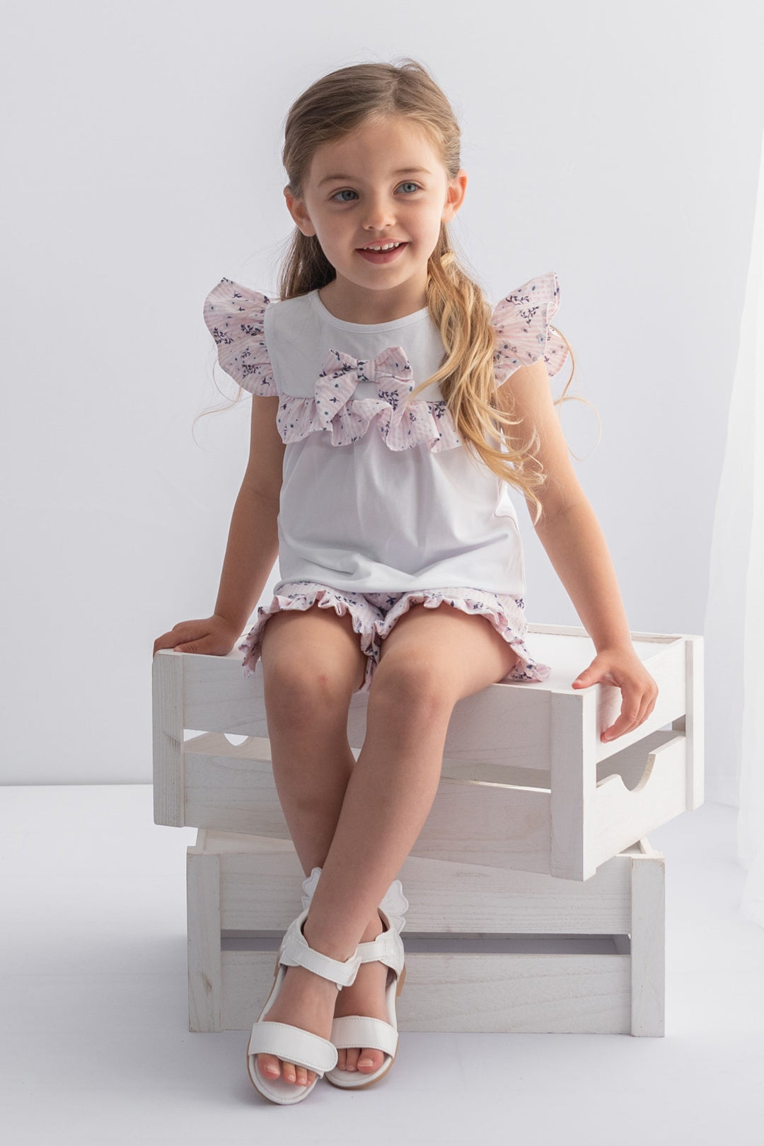 Caramelo Kids "Ava" Pink Floral Top & Shorts | Millie and John