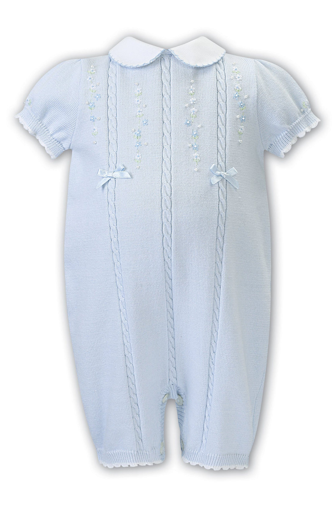 Sarah Louise "Ayla" Blue Knit Romper | Millie and John