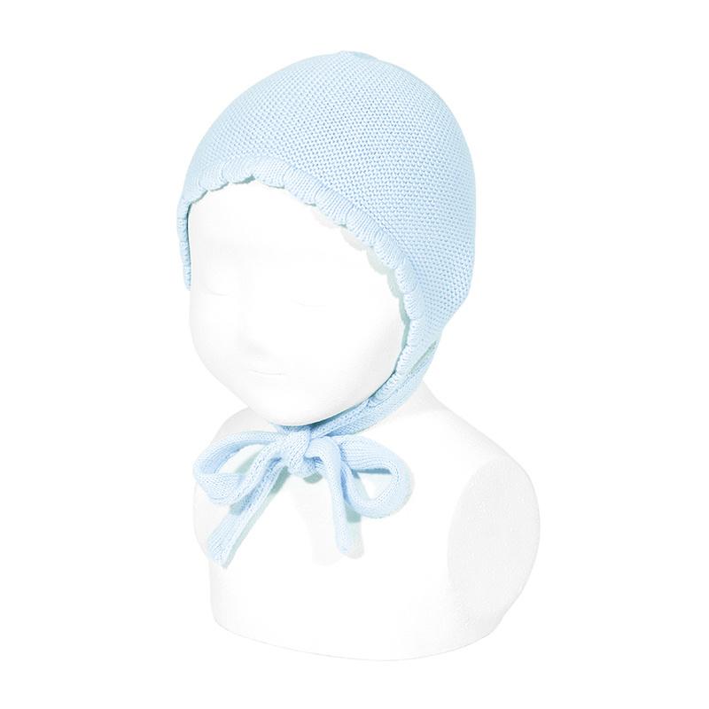 Condor Baby Blue Garter Stitch Bonnet | Millie and John