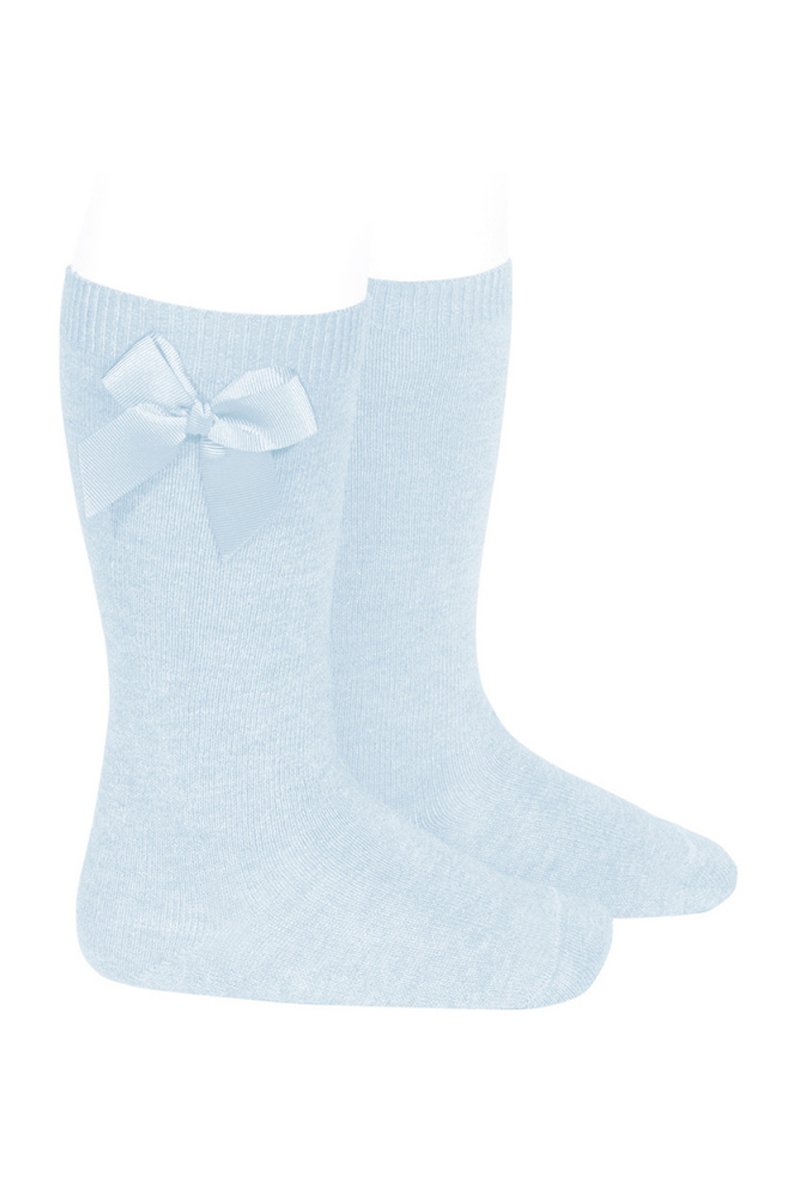 Condor Baby Blue Grosgrain Bow Knee High Socks | Millie and John