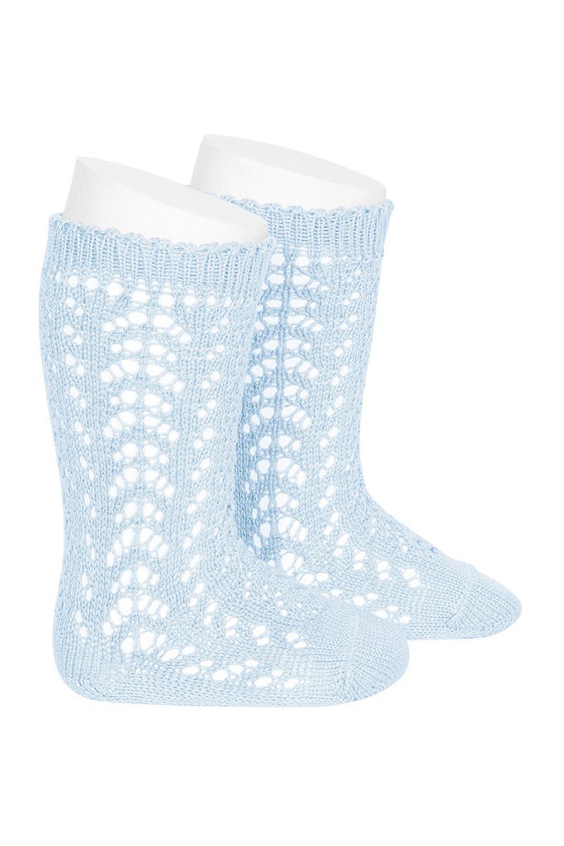 Condor Baby Blue Knee High Openwork Socks | Millie and John