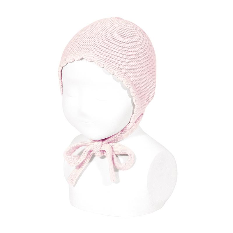 Condor Baby Pink Garter Stitch Bonnet | Millie and John