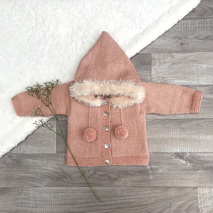Millie and John Bespoke Bespoke Sparkly Dusky Peach Faux Fur Hoodie | Millie and John