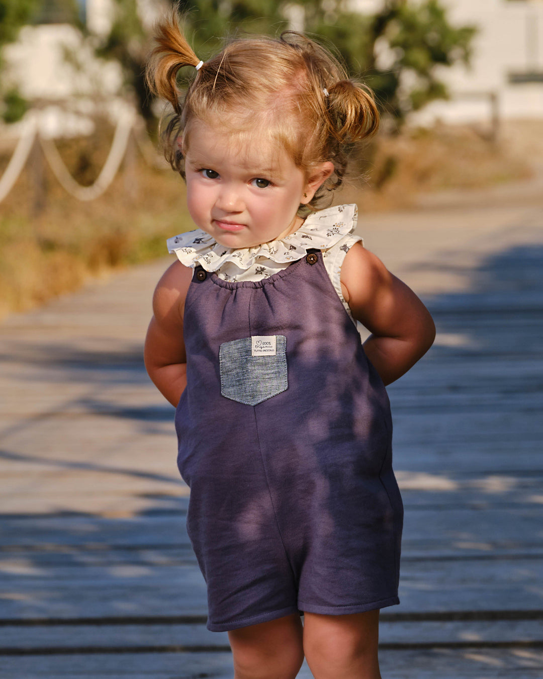 Tutto Piccolo "Billie" Grey Organic Cotton Overalls | Millie and John