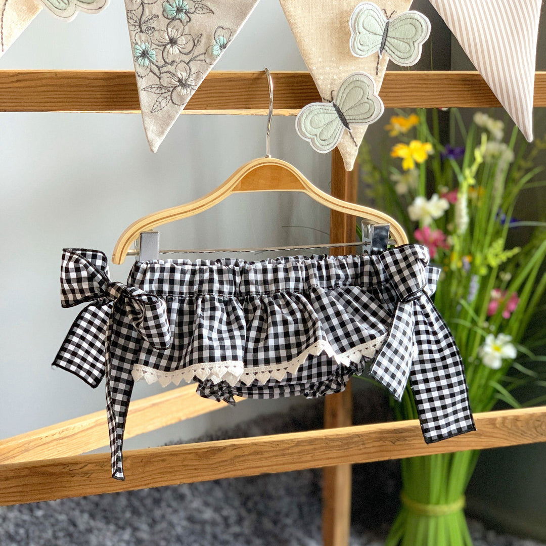 Phi Black Gingham Bow Bloomers | Millie and John