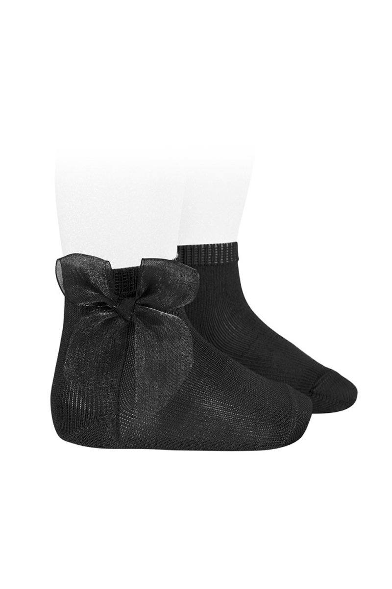 Condor Black Tulle Bow Ankle Socks | Millie and John