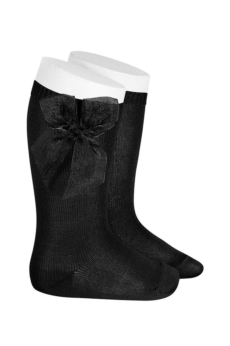 Condor Black Tulle Bow Knee High Socks | Millie and John