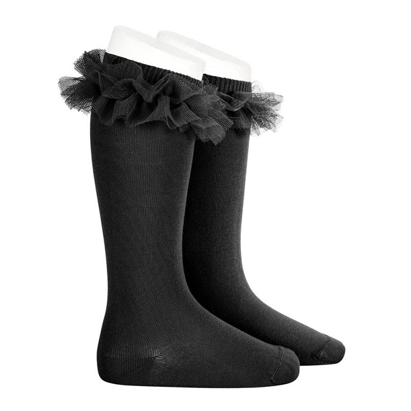 Condor Black Tulle Knee High Socks | Millie and John