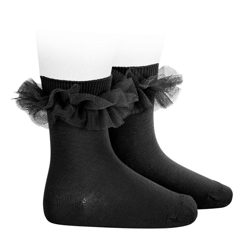 Condor Black Tulle Short Socks | Millie and John