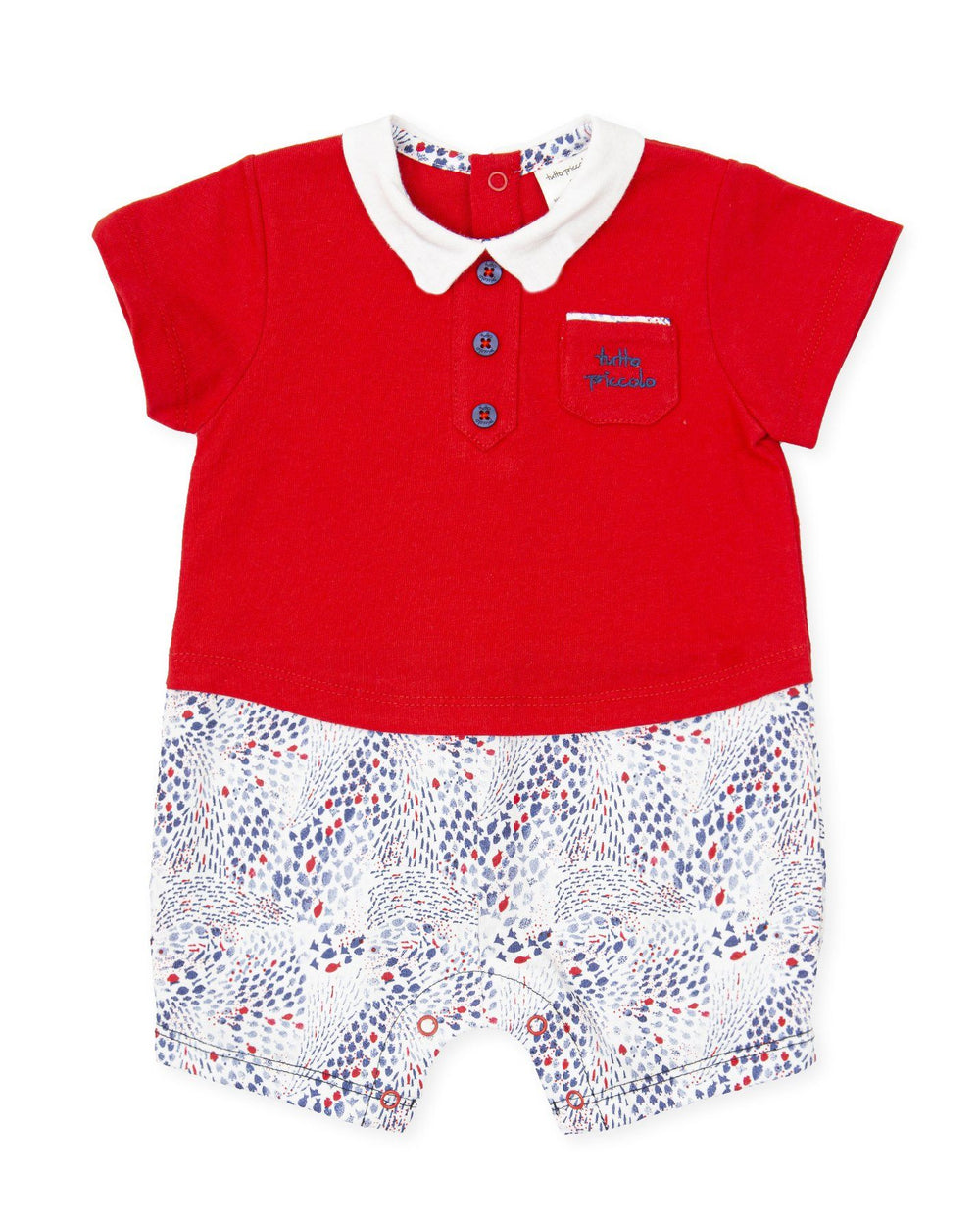 Tutto Piccolo "Bodie" Red Collared Romper | Millie and John