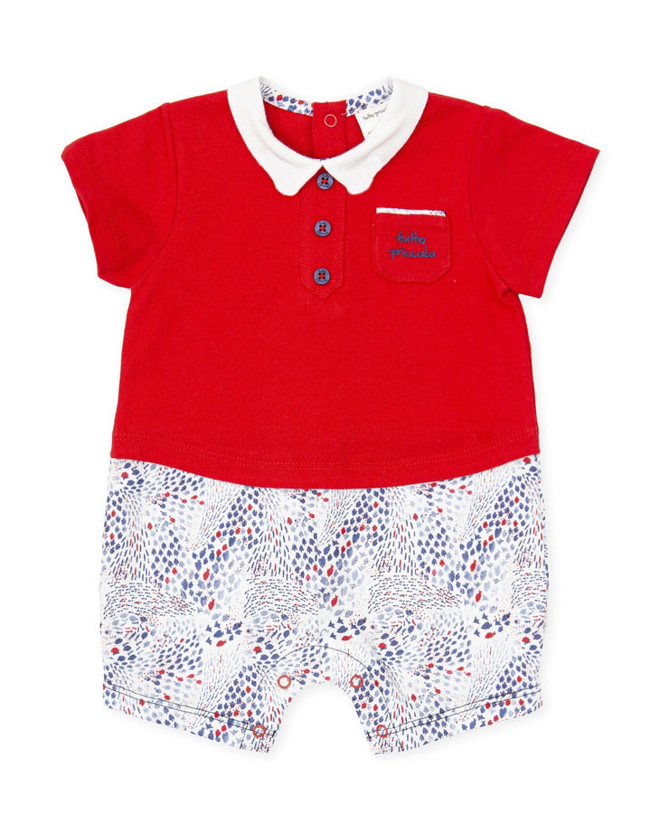 Tutto Piccolo "Bodie" Red Collared Romper | Millie and John