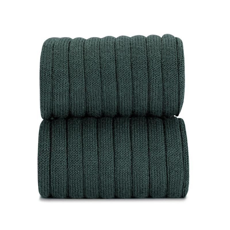 Condor Bottle Green Wide Ribbed Knee High Socks | Millie and John