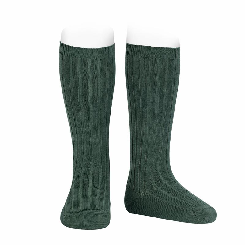 Condor Bottle Green Wide Ribbed Knee High Socks | Millie and John