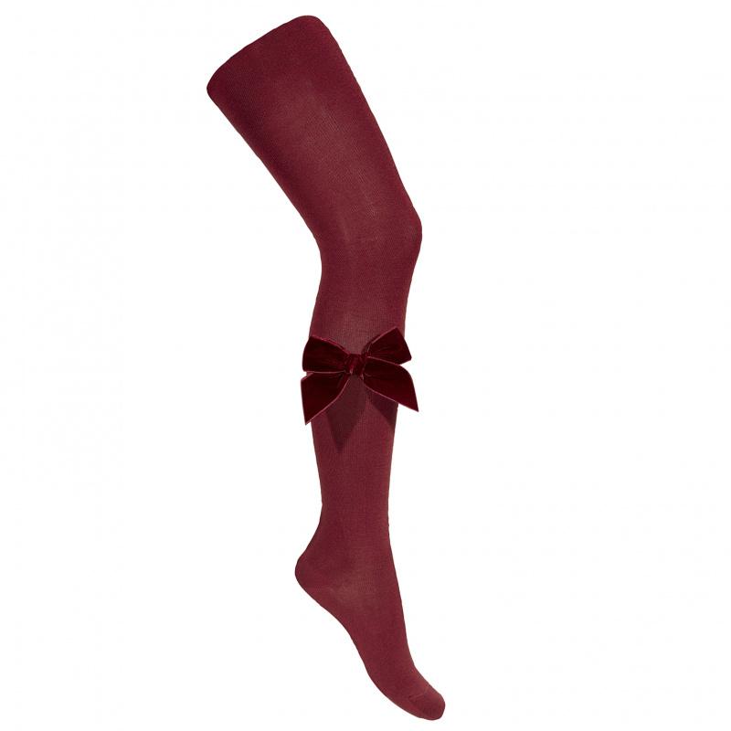 Condor Garnet Velvet Bow Tights | Millie and John