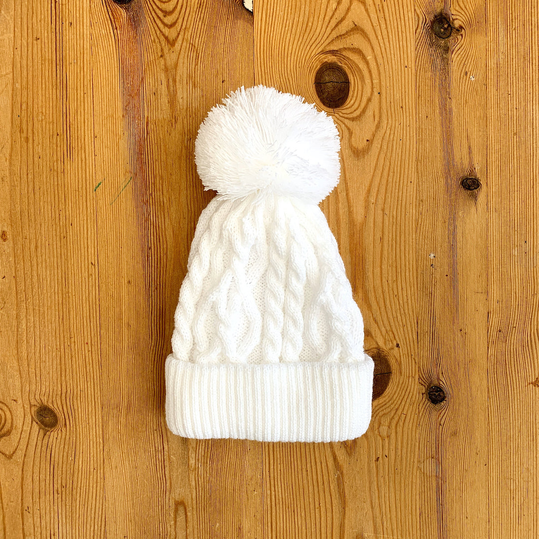 Little Nosh Cable Knit Pom Pom Hat | Millie and John