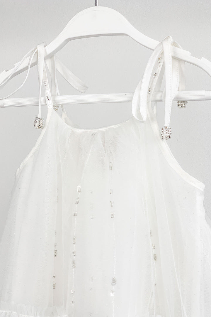 Luna Luna "Cici" White Beaded Tulle Dress | Millie and John