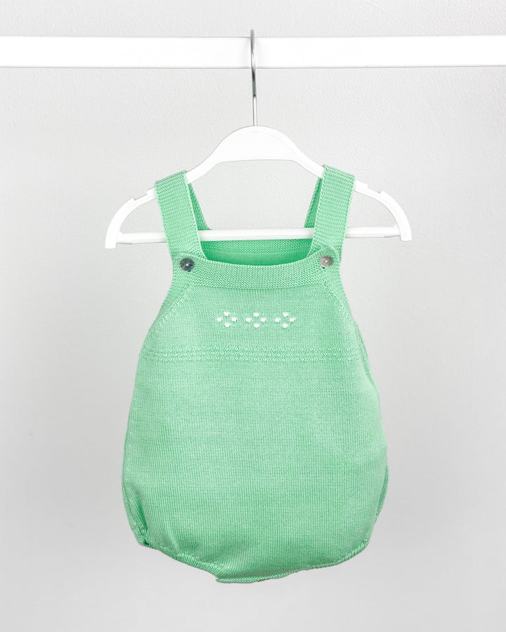 Granlei Classic Knitted Dungaree Romper - Apple Green | Millie and John