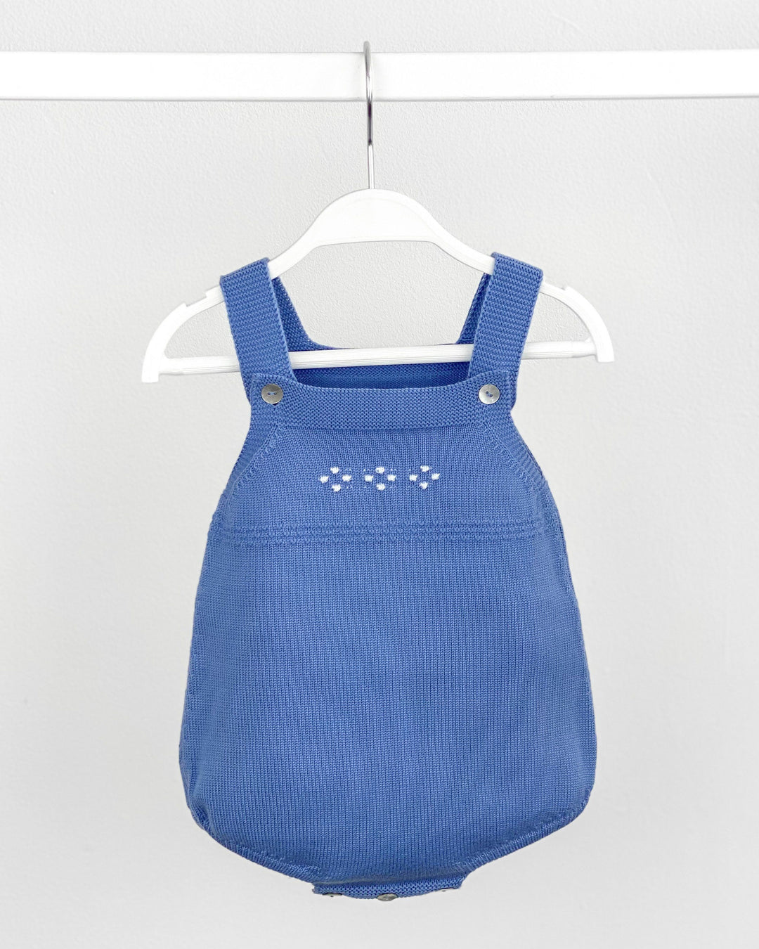 Granlei Classic Knitted Dungaree Romper - Dusky Blue | Millie and John