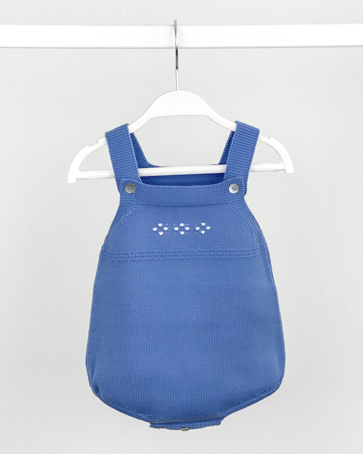 Granlei Classic Knitted Dungaree Romper - Dusky Blue | Millie and John