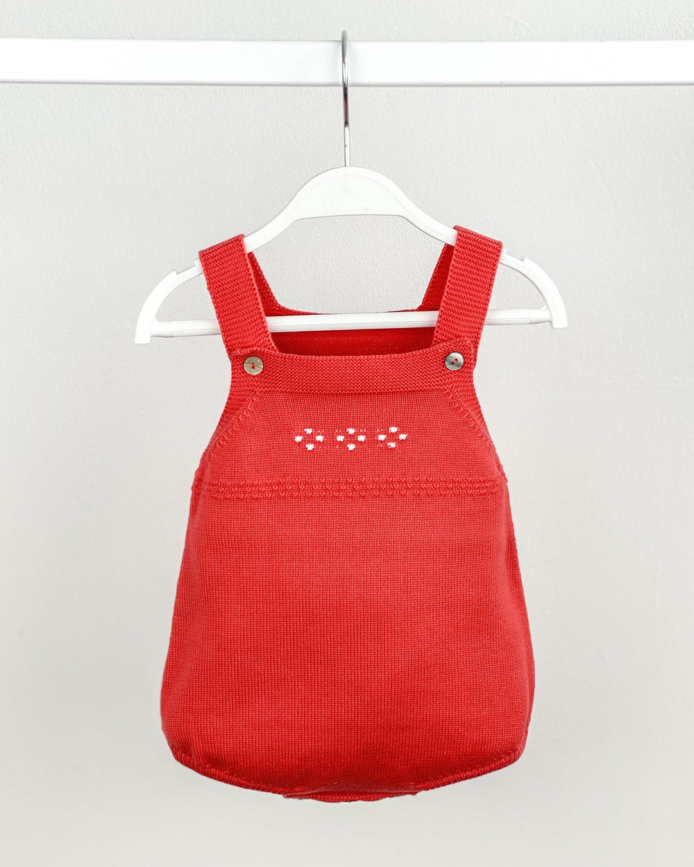 Granlei Classic Knitted Dungaree Romper - Red | Millie and John
