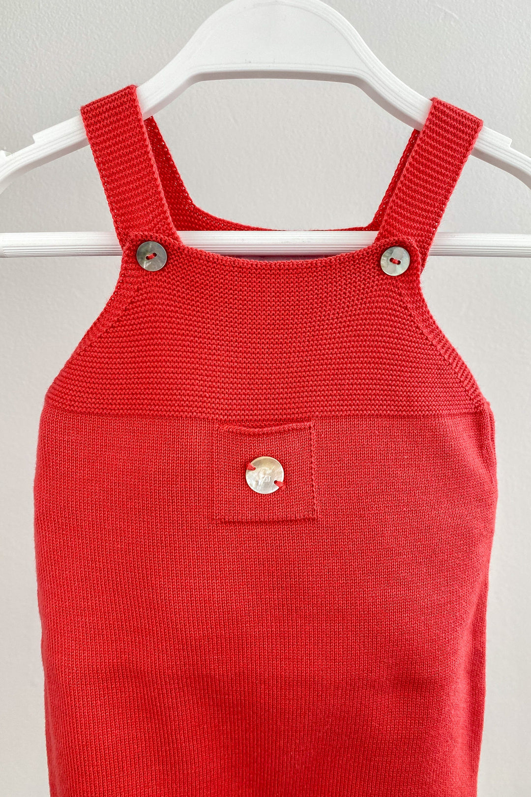Granlei Classic Knitted Dungarees - Candy Apple Red | Millie and John