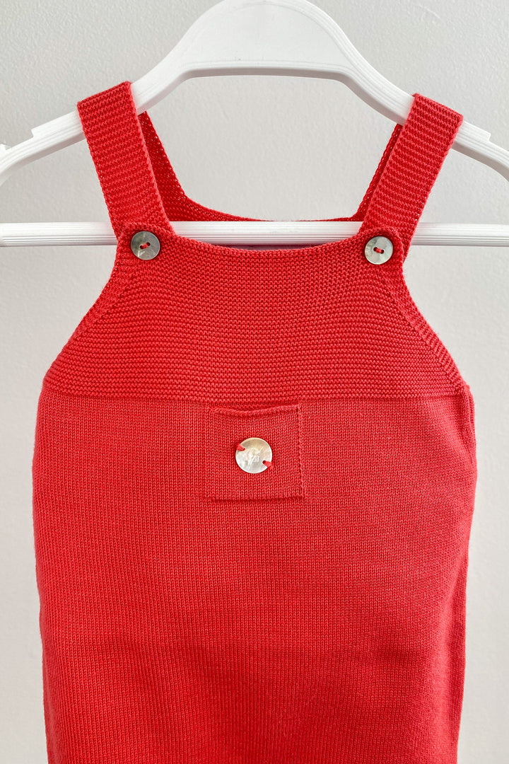 Granlei Classic Knitted Dungarees - Candy Apple Red | Millie and John