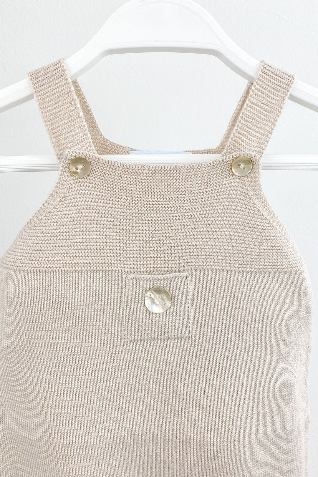Granlei Classic Knitted Dungarees - Stone | Millie and John