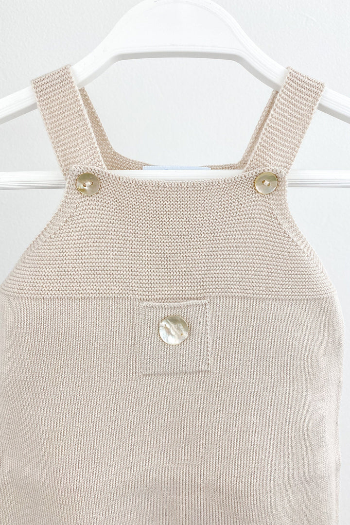 Granlei Classic Knitted Dungarees - Stone | Millie and John