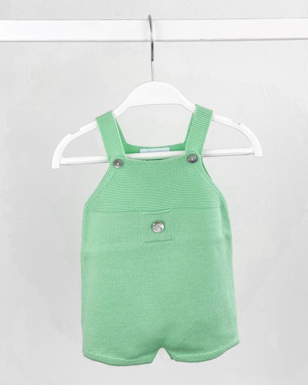 Granlei Classic Short Knitted Dungarees - Apple Green | Millie and John