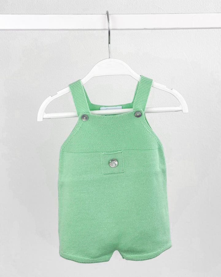 Granlei Classic Short Knitted Dungarees - Apple Green | Millie and John