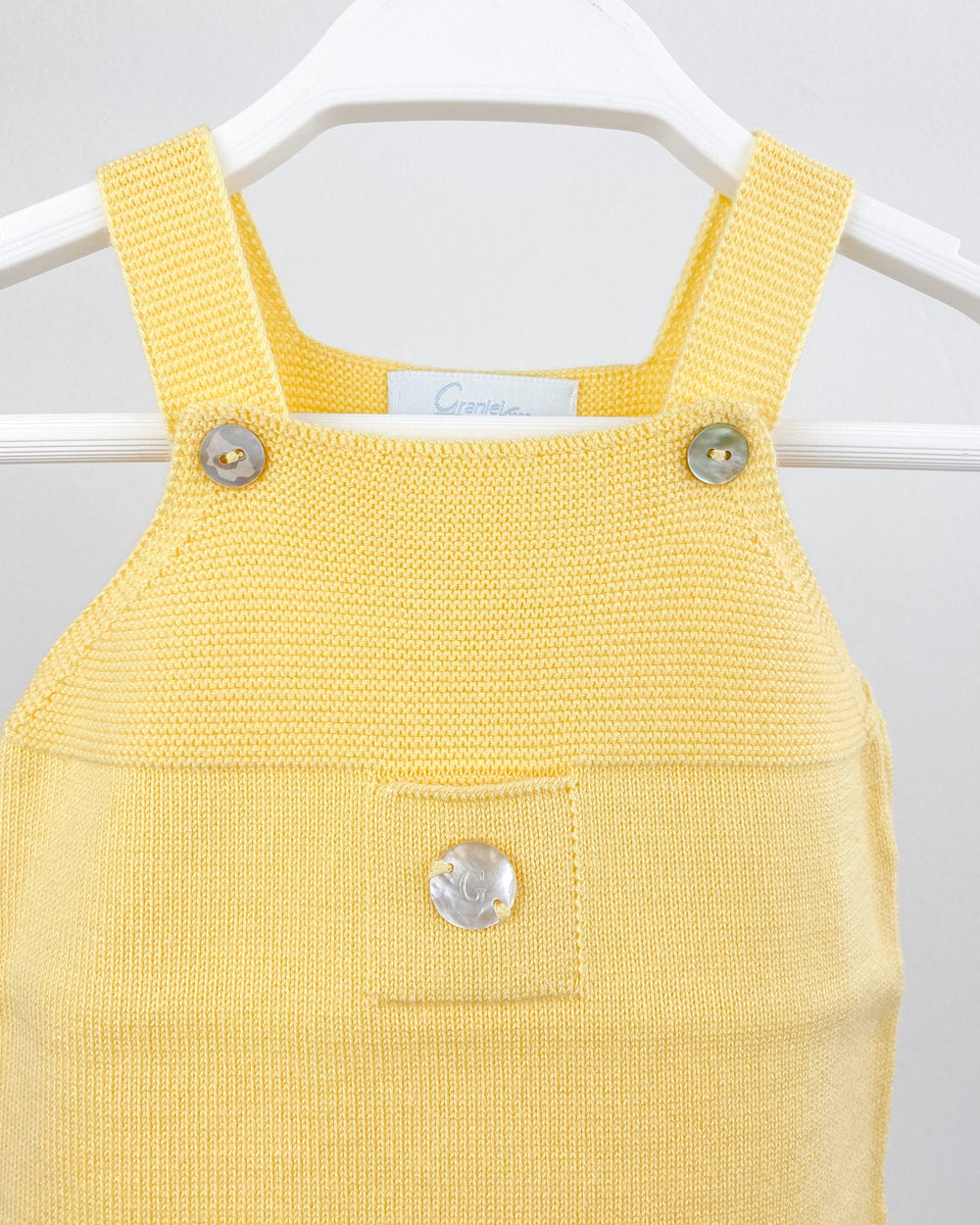 Granlei Classic Short Knitted Dungarees - Pale Yellow | Millie and John