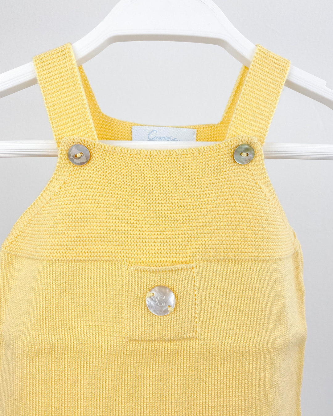 Granlei Classic Short Knitted Dungarees - Pale Yellow | Millie and John