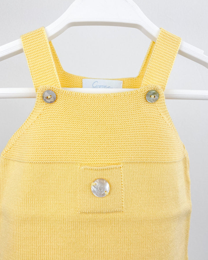 Granlei Classic Short Knitted Dungarees - Pale Yellow | Millie and John