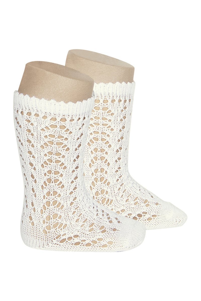 Condor Cream Knee High Openwork Socks | Millie and John