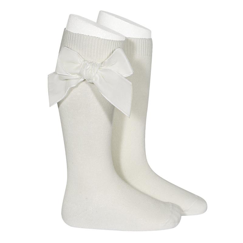 Condor Cream Velvet Bow Socks | Millie and John