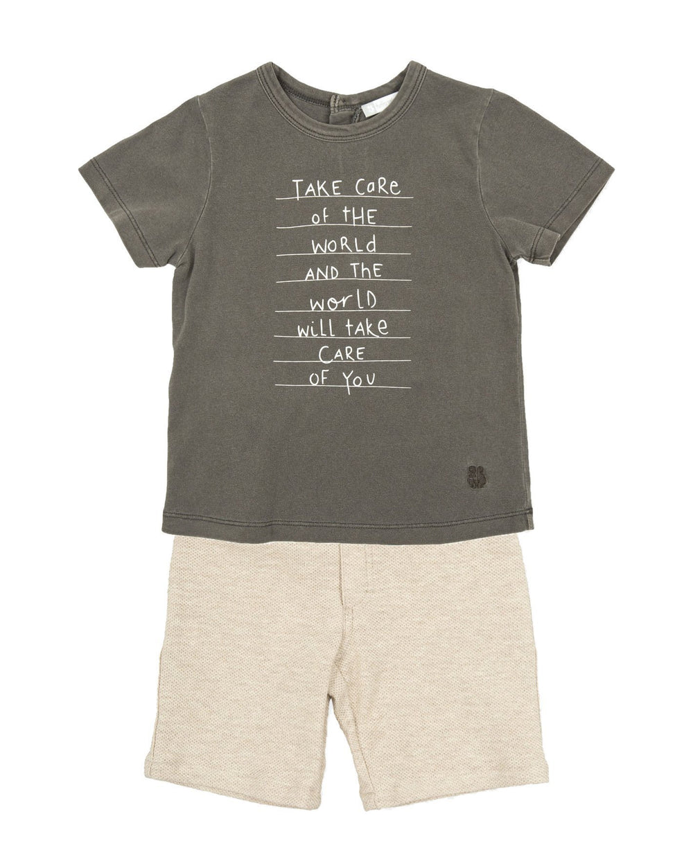 Tutto Piccolo "Cruz" Grey Slogan Tee & Shorts | Millie and John