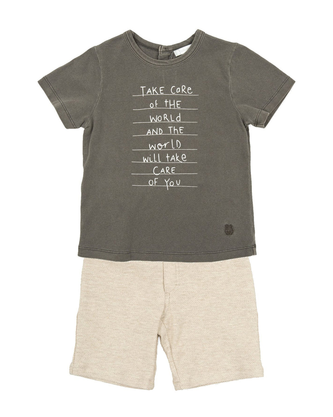 Tutto Piccolo "Cruz" Grey Slogan Tee & Shorts | Millie and John