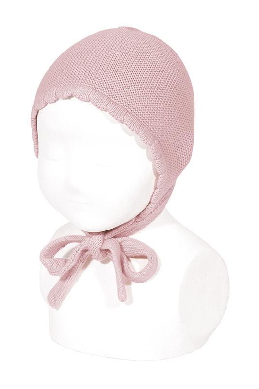 Condor Dusky Pink Garter Stitch Bonnet | Millie and John