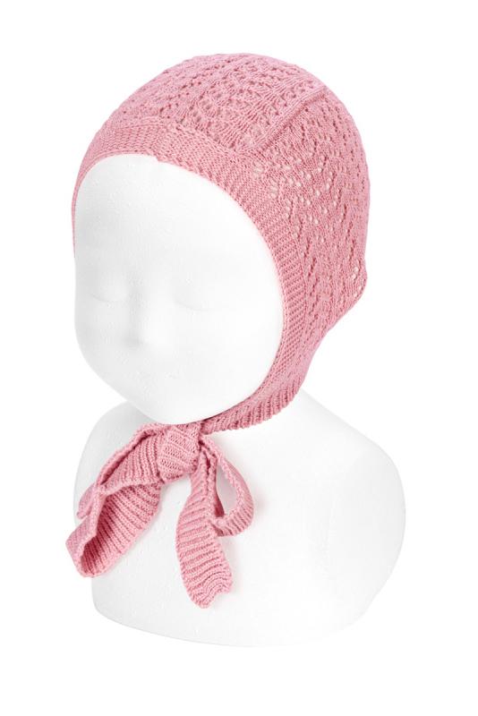 Condor Dusky Pink Lace Openwork Bonnet | Millie and John