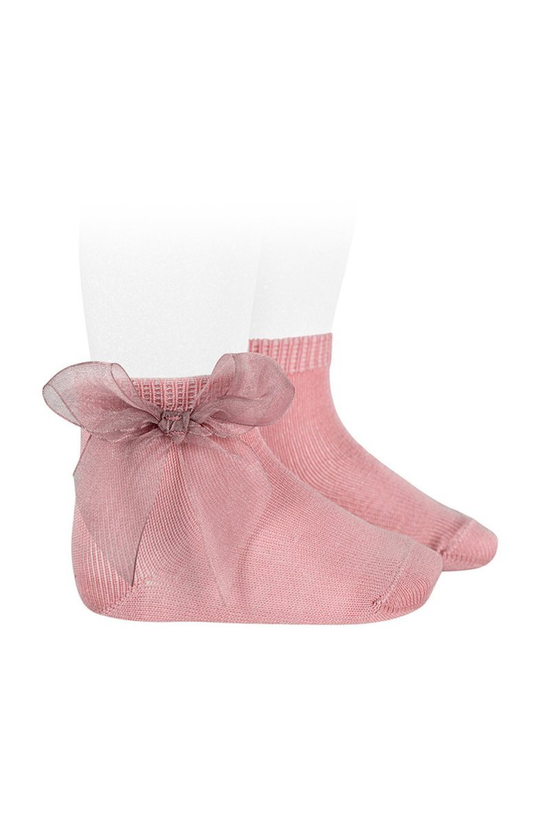 Condor Dusky Pink Tulle Bow Ankle Socks | Millie and John