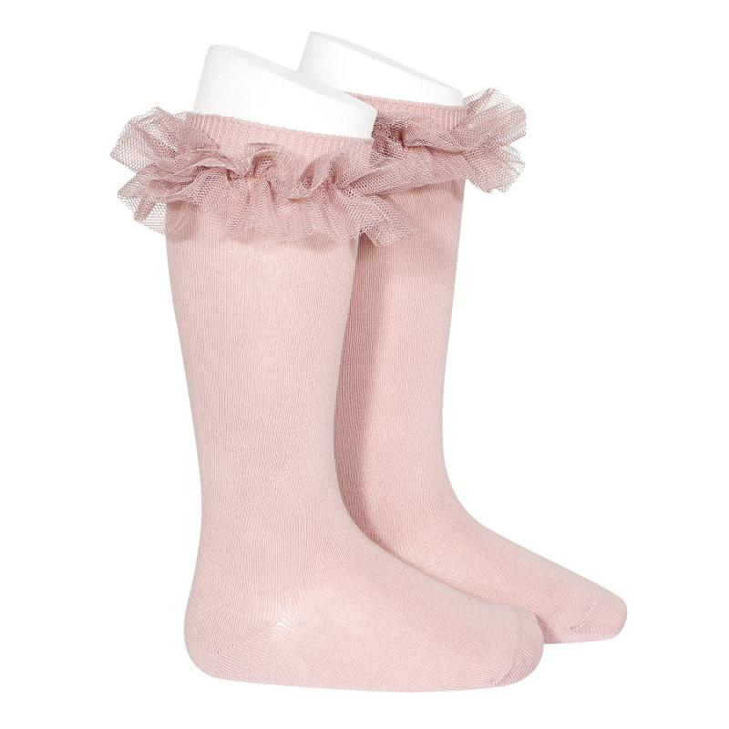 Condor Dusky Pink Tulle Knee High Socks | Millie and John