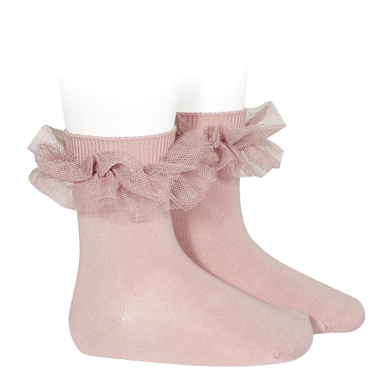 Condor Dusky Pink Tulle Short Socks | Millie and John