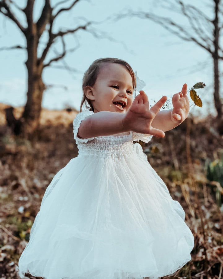 Luna Luna "Elise" White Beaded Sparkle Tulle Dress | Millie and John