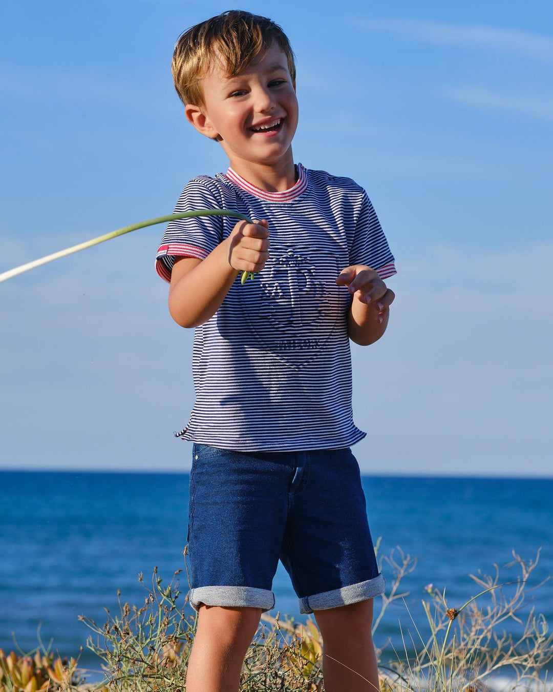 Tutto Piccolo "Elliott" Navy Striped T-Shirt & Shorts | Millie and John