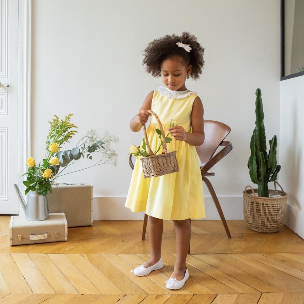 Kidiwi "Faustine" Lemon Smocked Collar Dress | Millie and John