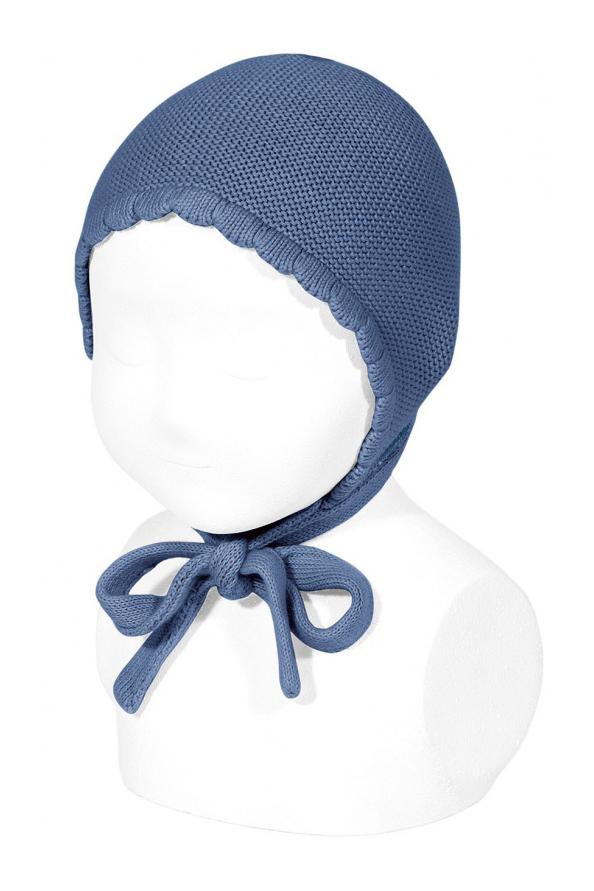 Condor French Blue Garter Stitch Bonnet | Millie and John