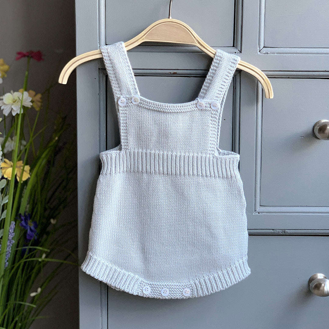 Wedoble Glacier Grey Knitted Dungaree Romper | Millie and John