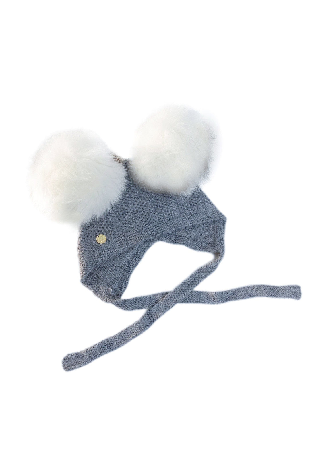 Petit Maison Grey Cashmere Faux Fur Pom Pom Bonnet | Millie and John