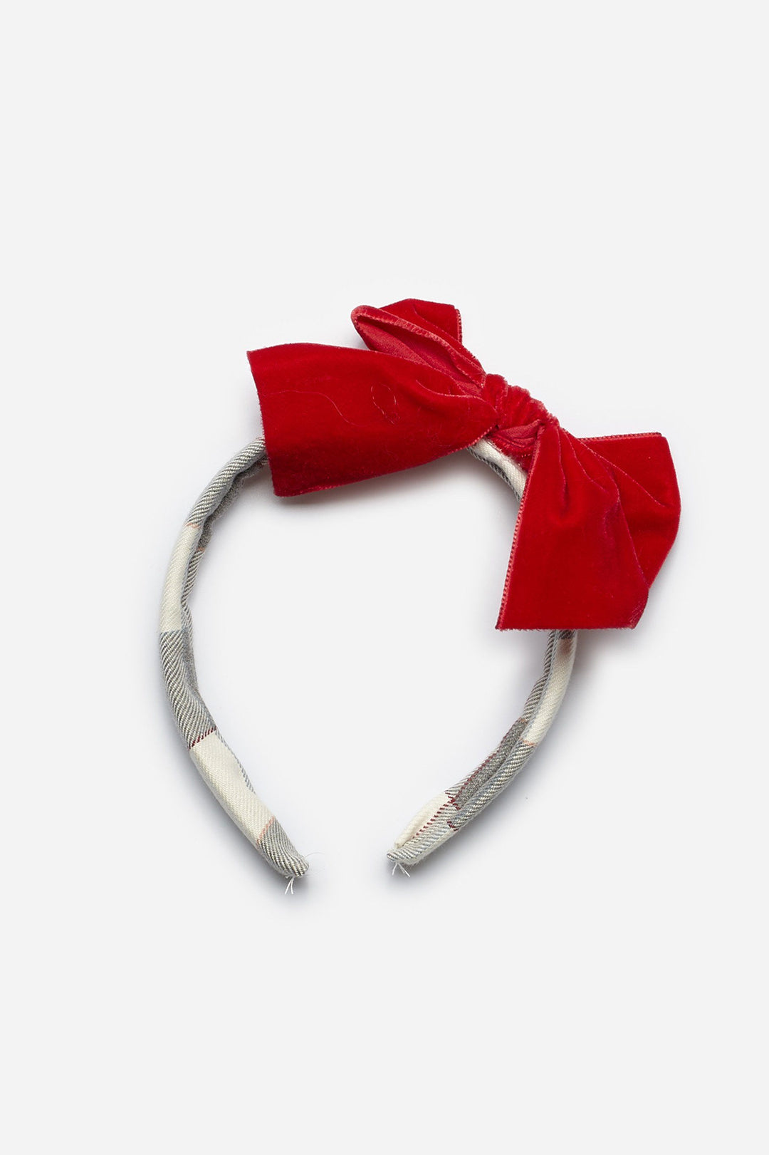 Juliana Grey & Red Tartan Bow Headband | Millie and John